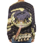 Garter Snake Print Long Sleeve Baseball Jersey