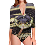 Garter Snake Print Long Sleeve Swimsuit