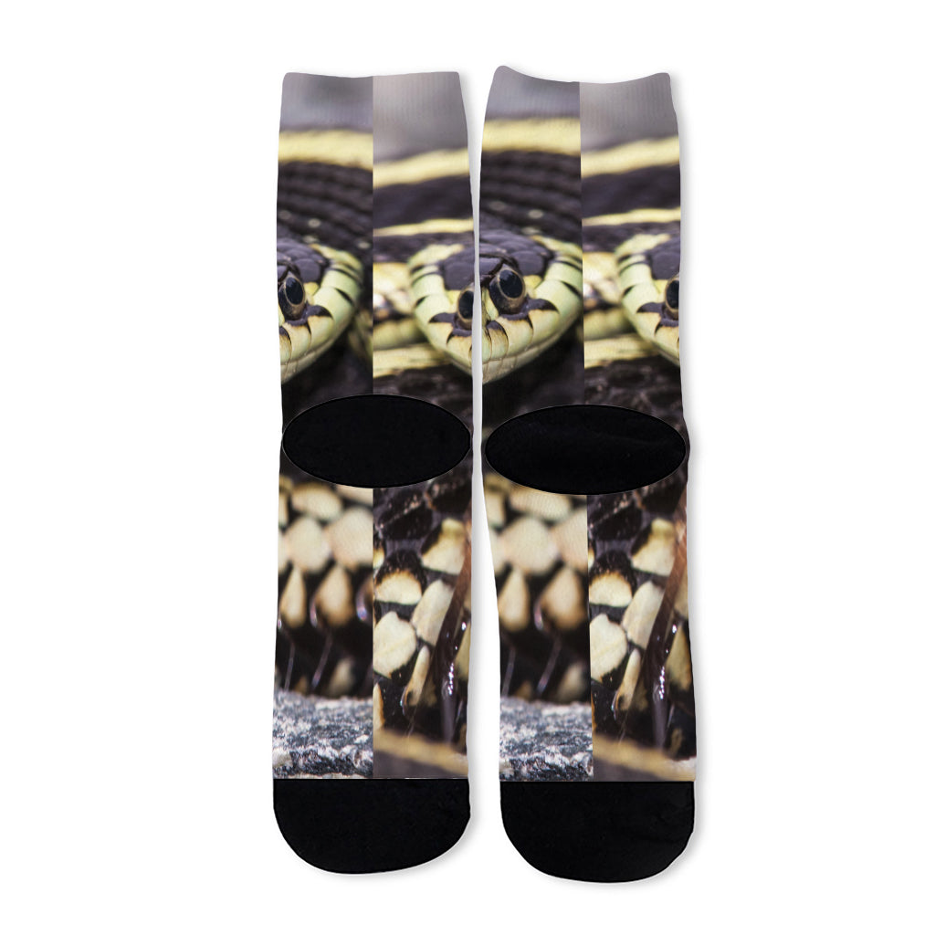 Garter Snake Print Long Socks