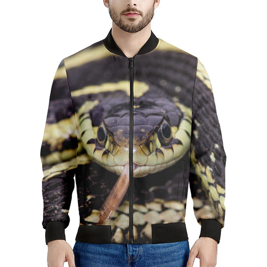 Garter Snake Print Men's Bomber Jacket