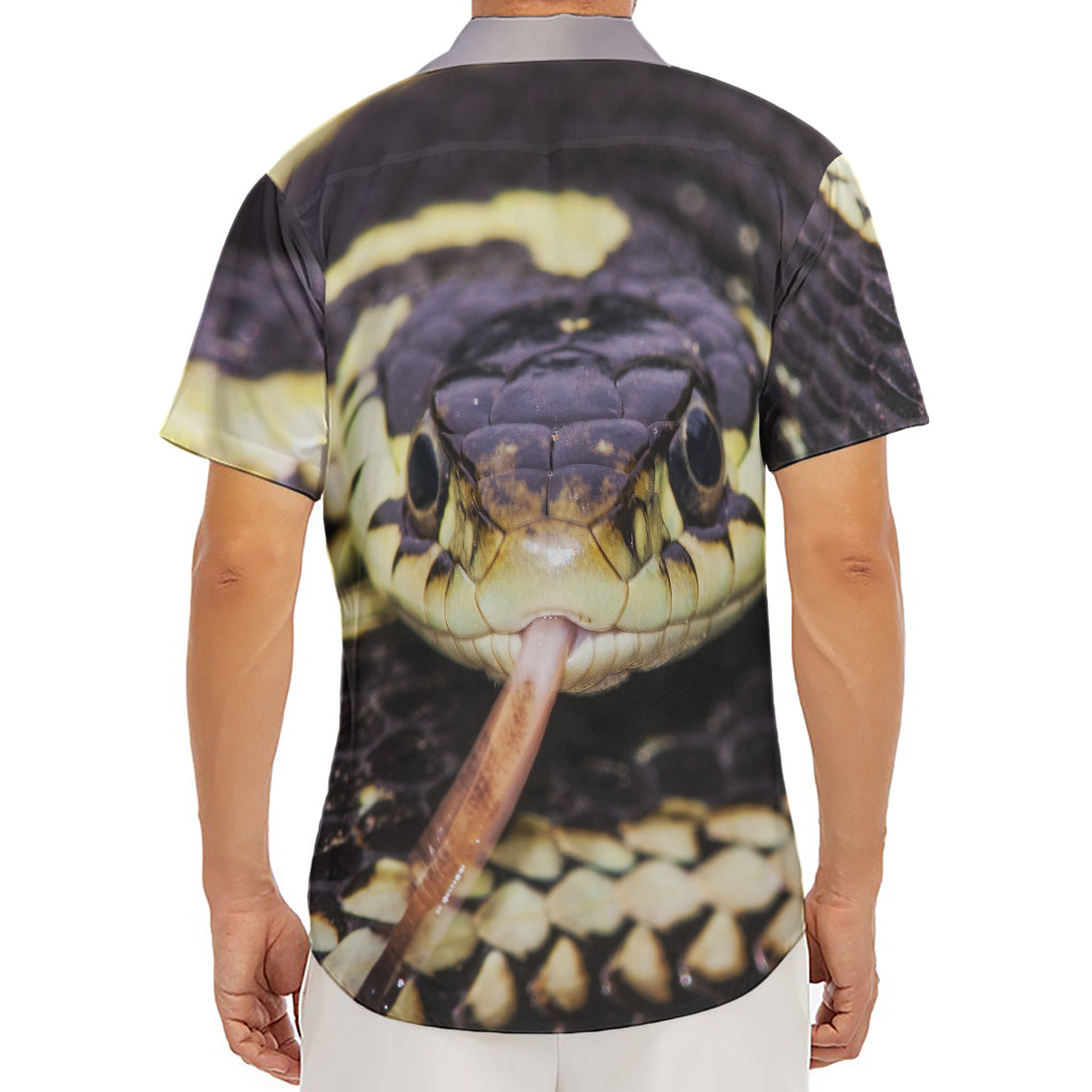 Garter Snake Print Men's Deep V-Neck Shirt
