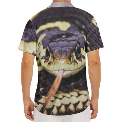 Garter Snake Print Men's Deep V-Neck Shirt