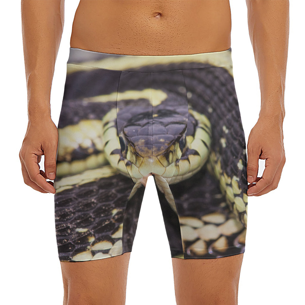 Garter Snake Print Men's Long Boxer Briefs