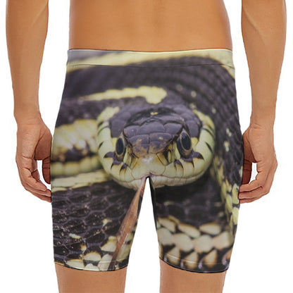 Garter Snake Print Men's Long Boxer Briefs