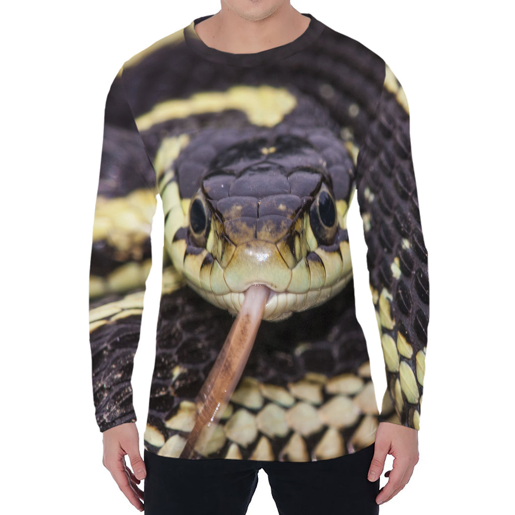 Garter Snake Print Men's Long Sleeve T-Shirt