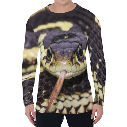 Garter Snake Print Men's Long Sleeve T-Shirt