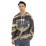Garter Snake Print Men's Velvet Pullover Hoodie
