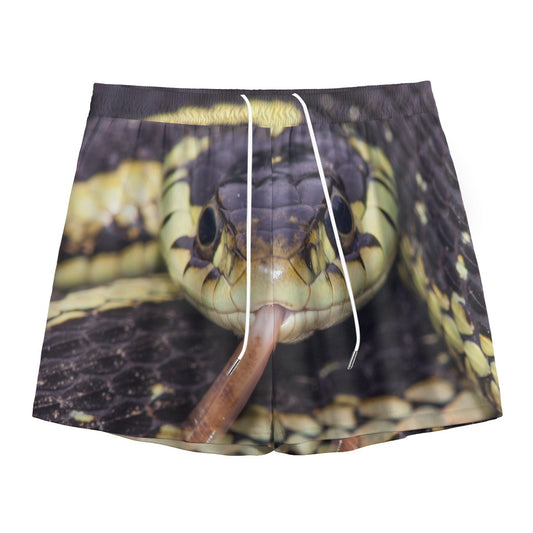 Garter Snake Print Mesh Shorts