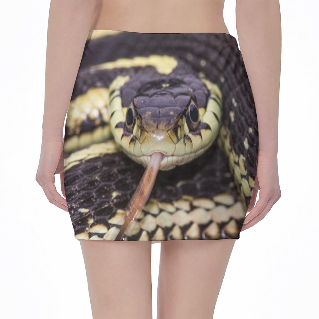 Garter Snake Print Pencil Mini Skirt