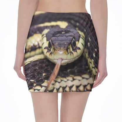 Garter Snake Print Pencil Mini Skirt
