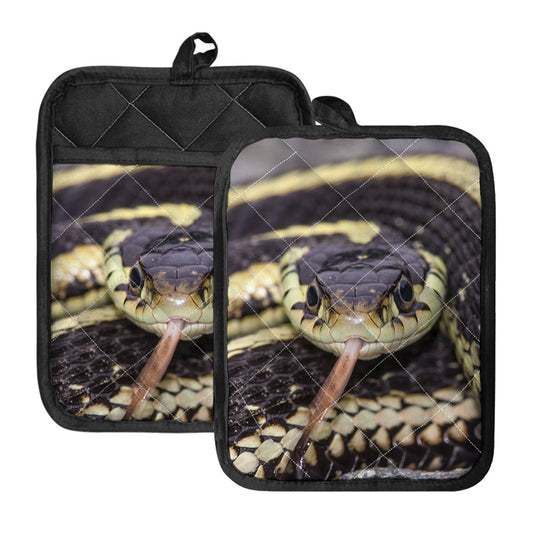 Garter Snake Print Pot Holders With Pocket