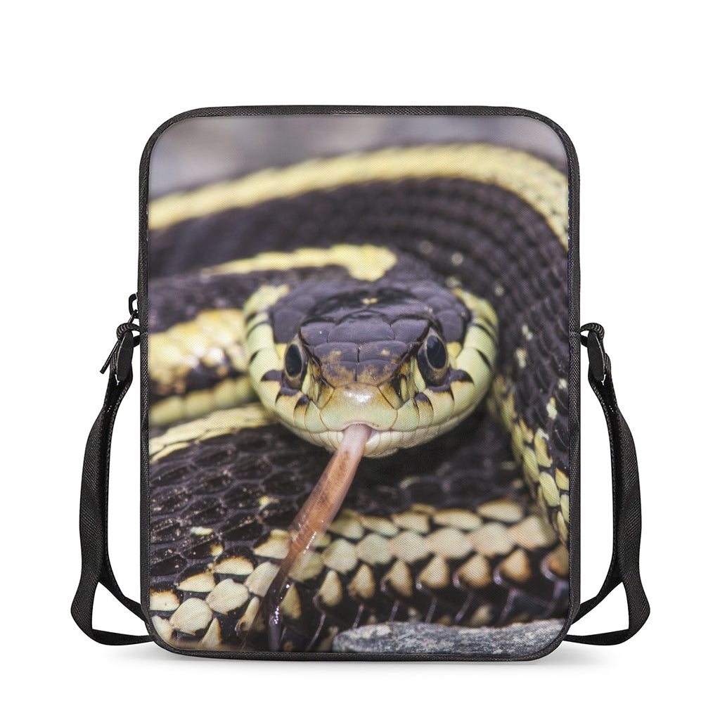 Garter Snake Print Rectangular Crossbody Bag