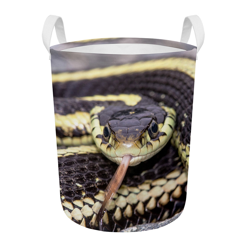 Garter Snake Print Round Laundry Basket