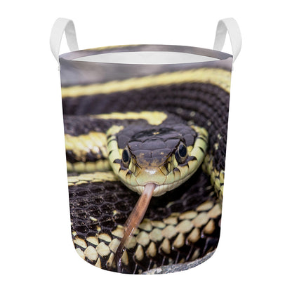 Garter Snake Print Round Laundry Basket