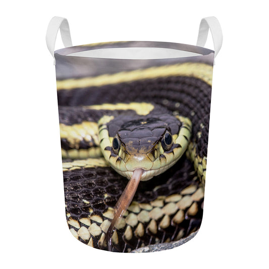 Garter Snake Print Round Laundry Basket