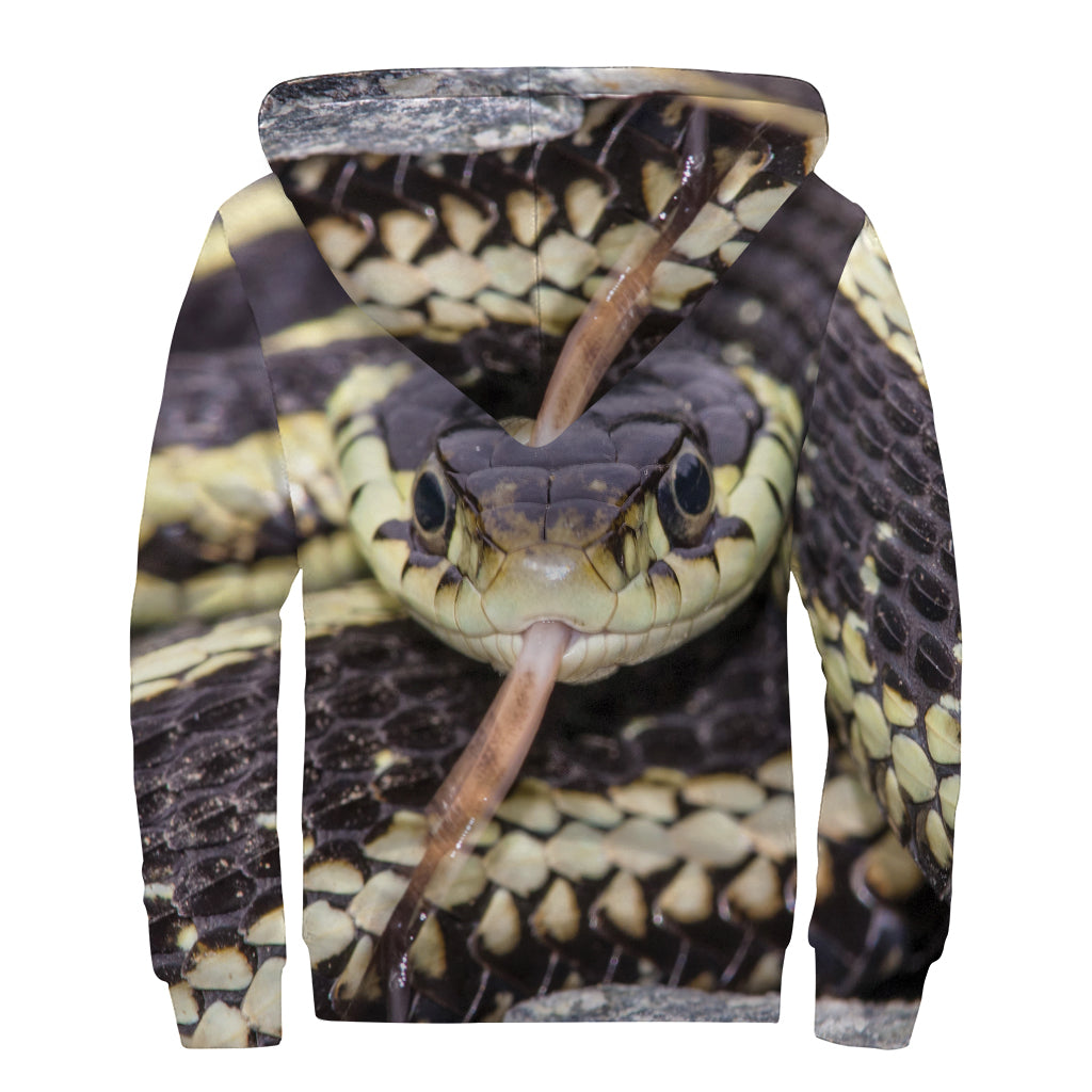 Garter Snake Print Sherpa Lined Zip Up Hoodie