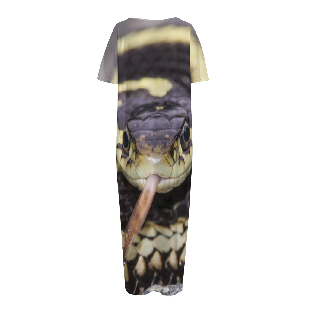 Garter Snake Print Short Sleeve Long Nightdress