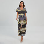 Garter Snake Print Short Sleeve Maxi Dress
