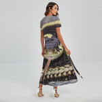 Garter Snake Print Short Sleeve Maxi Dress