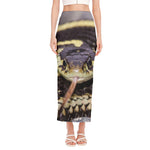 Garter Snake Print Side Slit Maxi Skirt
