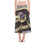 Garter Snake Print Side Slit Midi Skirt