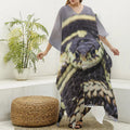 Garter Snake Print Silk V-Neck Kaftan Dress