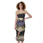 Garter Snake Print Slim Fit Midi Cami Dress