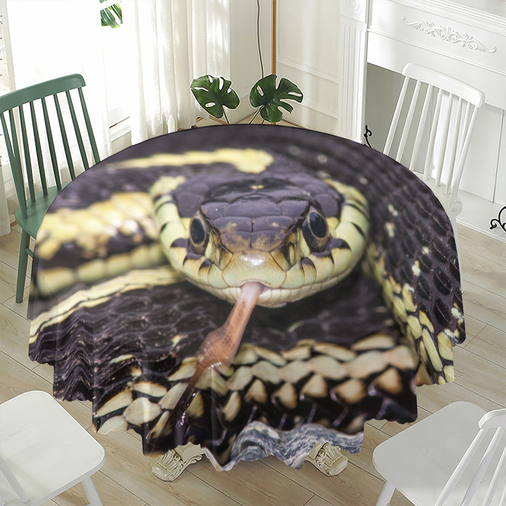 Garter Snake Print Waterproof Round Tablecloth