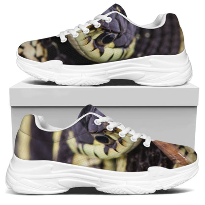Garter Snake Print White Chunky Shoes
