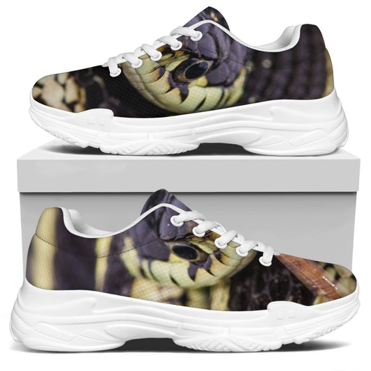 Garter Snake Print White Chunky Shoes