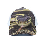Garter Snake Print White Mesh Trucker Cap