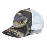Garter Snake Print White Mesh Trucker Cap