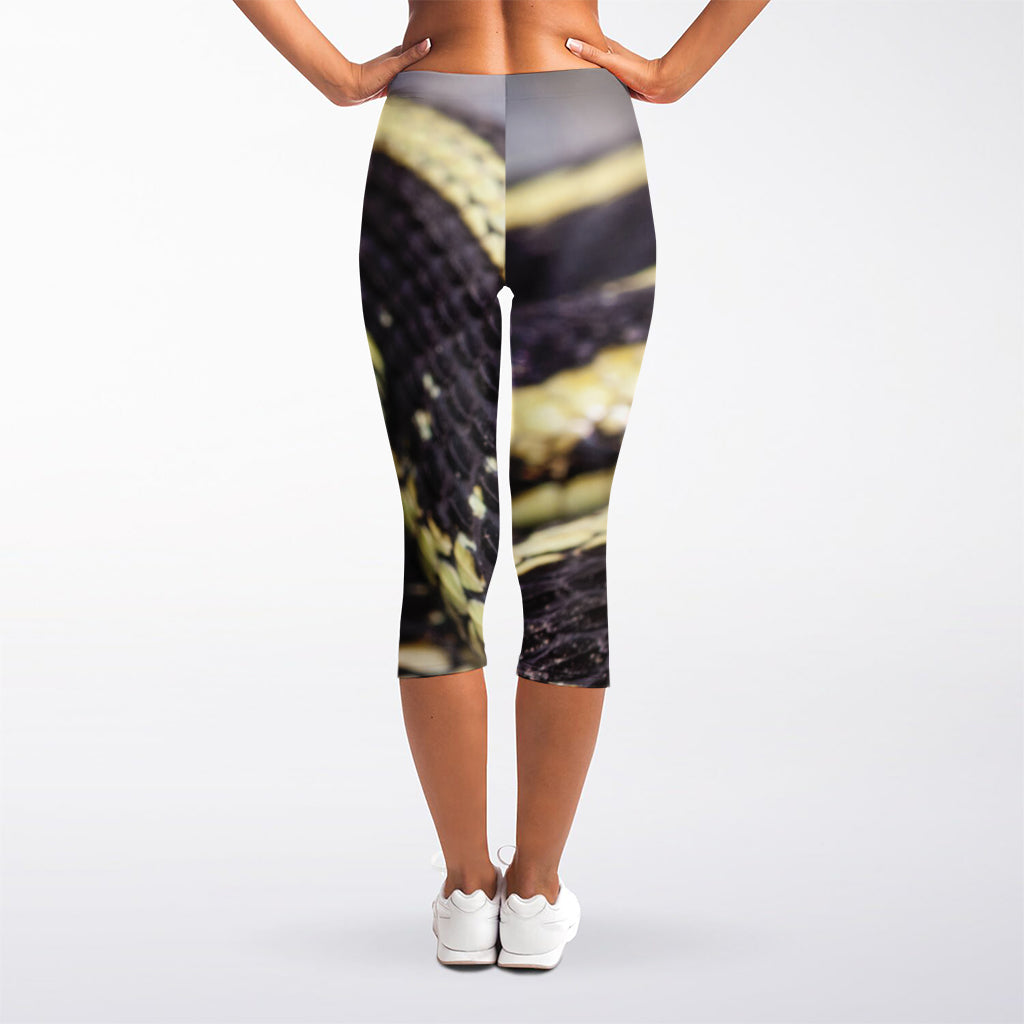 Garter Snake Print Women's Capri Leggings