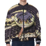 Garter Snake Print Zip Sleeve Bomber Jacket