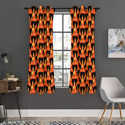 Gautama Buddha Pattern Print Curtain