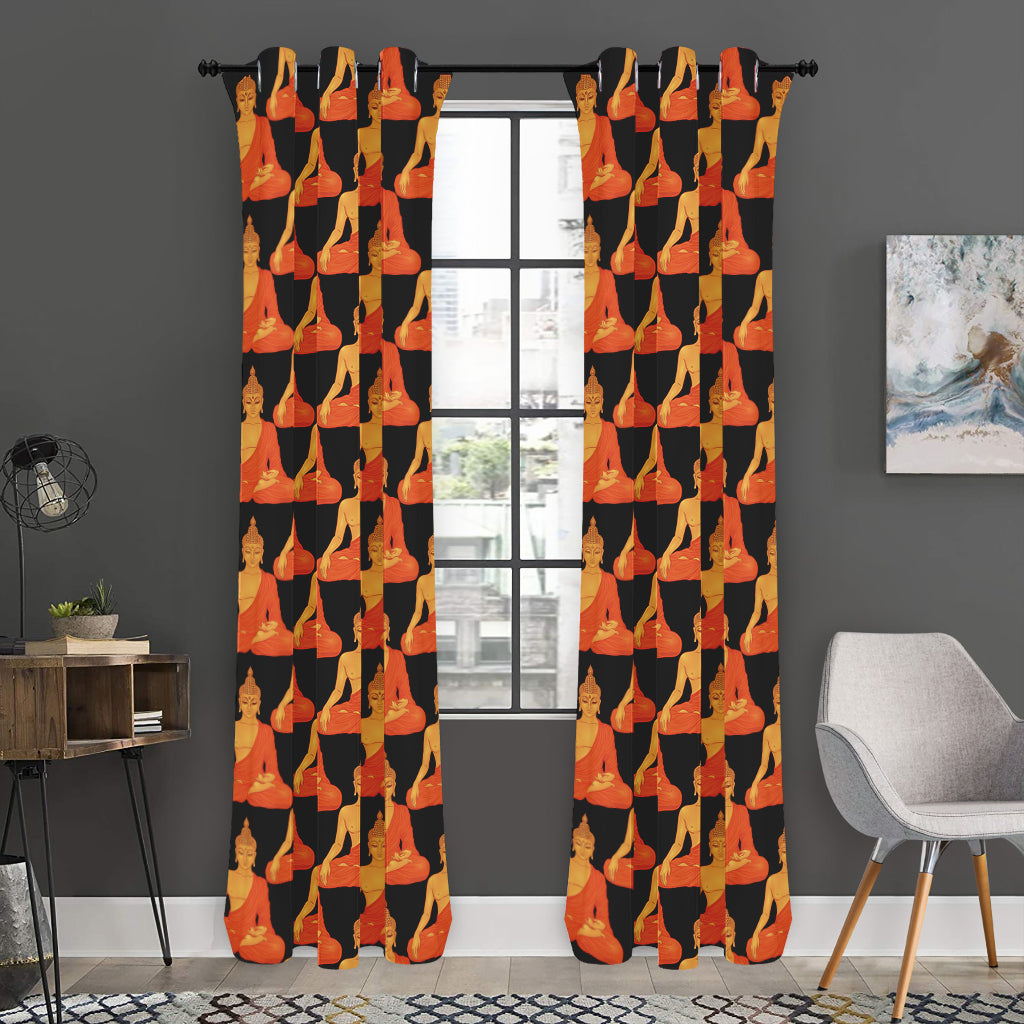 Gautama Buddha Pattern Print Curtain