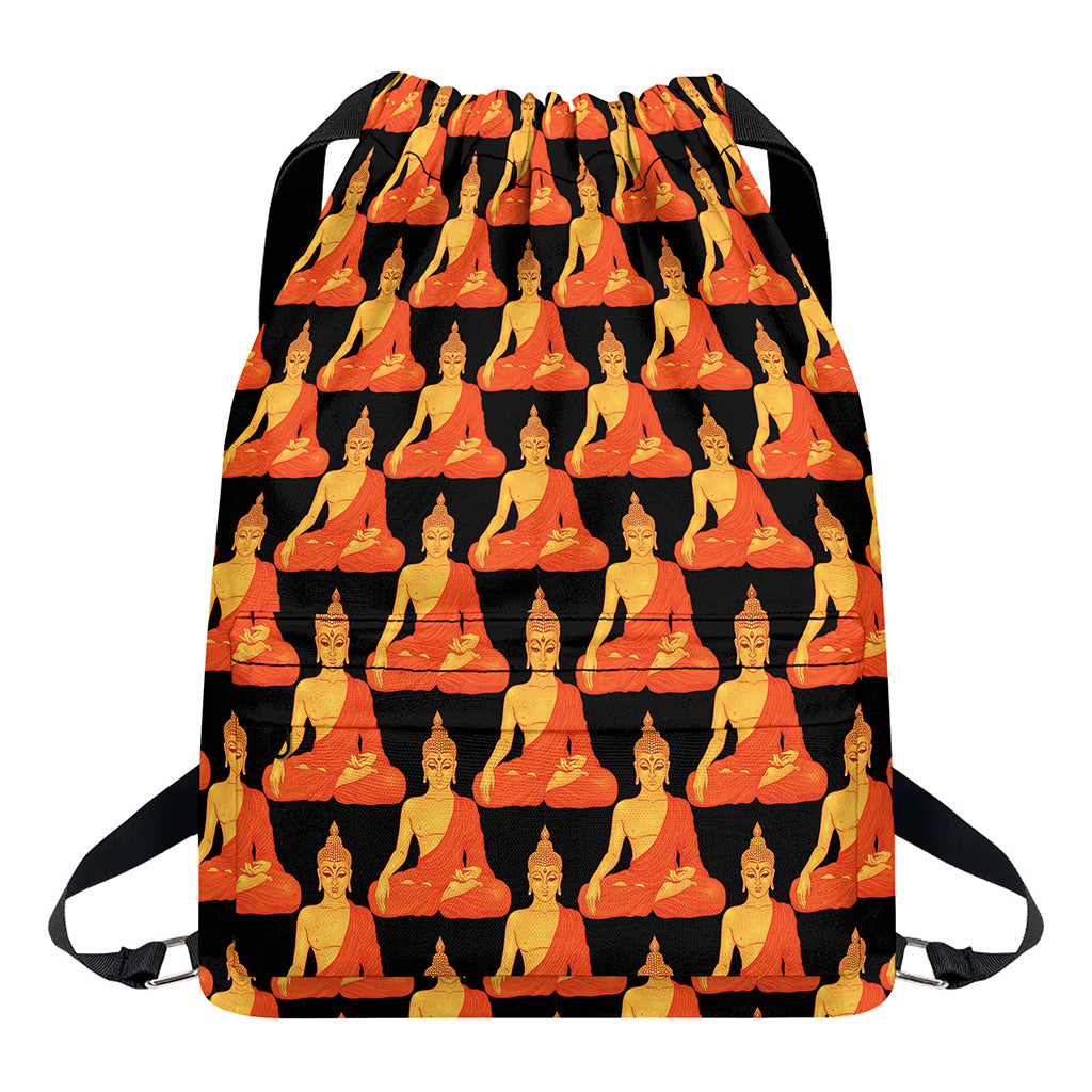 Gautama Buddha Pattern Print Drawstring Backpack