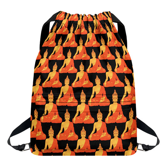 Gautama Buddha Pattern Print Drawstring Backpack
