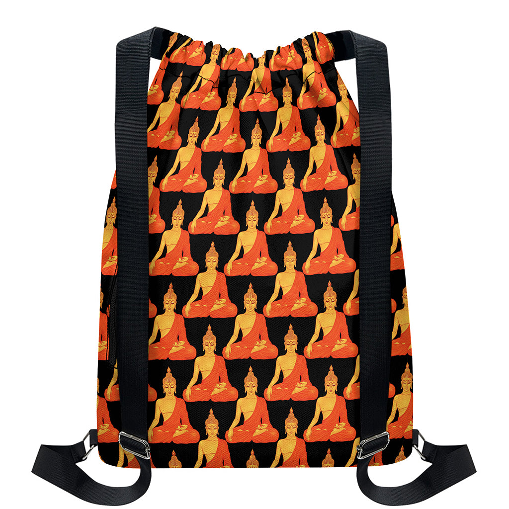 Gautama Buddha Pattern Print Drawstring Backpack