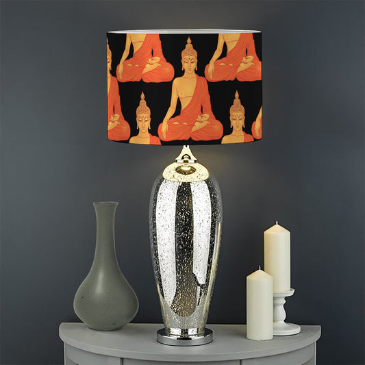 Gautama Buddha Pattern Print Drum Lamp Shade