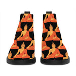 Gautama Buddha Pattern Print Flat Ankle Boots