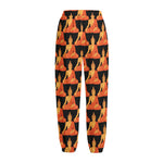 Gautama Buddha Pattern Print Fleece Lined Knit Pants