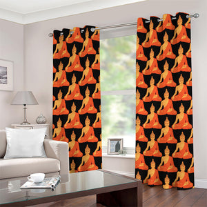 Gautama Buddha Pattern Print Grommet Curtains