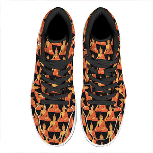 Gautama Buddha Pattern Print High Top Leather Sneakers