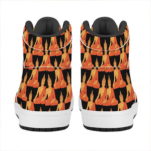 Gautama Buddha Pattern Print High Top Leather Sneakers