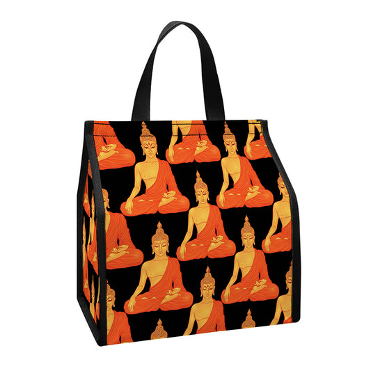 Gautama Buddha Pattern Print Insulated Lunch Tote