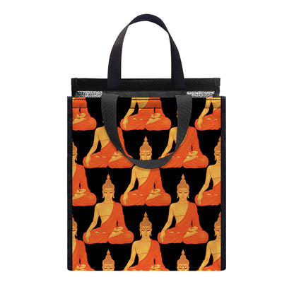 Gautama Buddha Pattern Print Insulated Lunch Tote