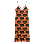 Gautama Buddha Pattern Print Jersey Midi Cami Dress