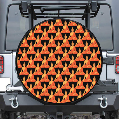 Gautama Buddha Pattern Print Leather Spare Tire Cover