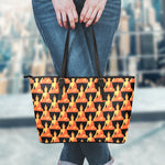 Gautama Buddha Pattern Print Leather Tote Bag